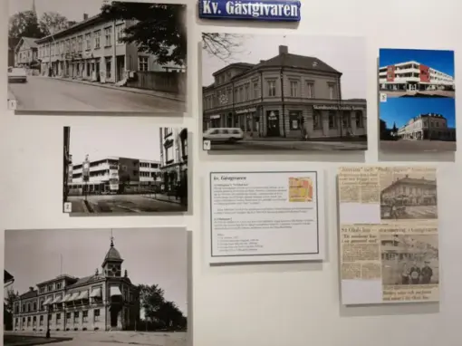 Historiskt utställningsmaterial om kvarteret Gästgivaren och S:t Olofs hus i Falköping