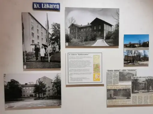 Utställningsmaterial från Falbygdens museum om kvarteret Läkaren och Falköpings gamla sjukhus